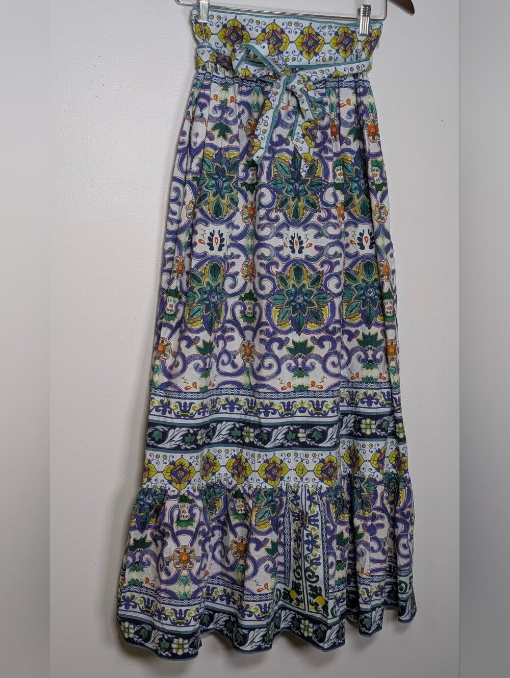 Antonio Melani Tegan Mosaic Promenade Maxi Skirt 2 Boho Resort Cotton Romantic - Picture 2 of 9
